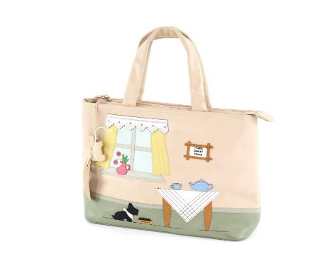Radley bag "Home Sweet home" handbag in pink and green 32cm wide with dust bag and a Zegna silk scarf with designs of Sailing