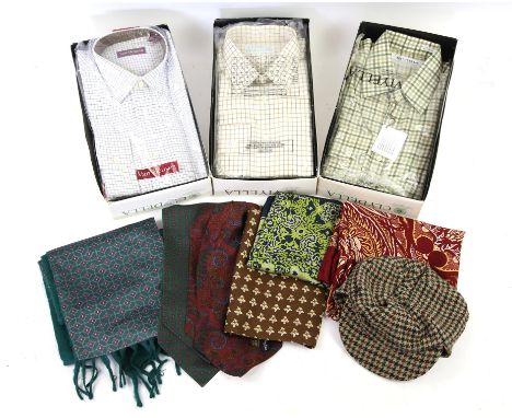 Vintage unworn gentlemens traditional shirts, together with accessories, including shirts by Viyella, Clydella & Van Heusen a