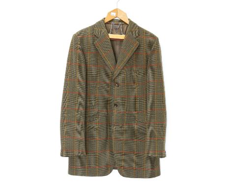 Vintage menswear, including tweed sports jackets, charcoal grey flannel suit, cavalry twill trousers  and a suede waistcoat (