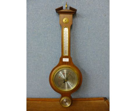 A German Hygrometer walnut aneroid barometer