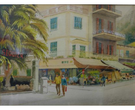 Geoff. R. Dearden, French town scene, watercolour, 26 x 35cms, framed