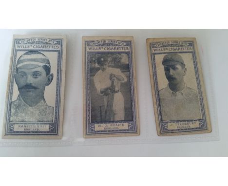 WILLS, Cricketers Series (1901), Nos. 2, -5, 10 &amp; 11 (all English), light blue frames, Australian issue, creased (3), FR 