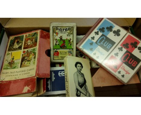 CARD GAMES, mainly playing cards, many complete sets, inc. Kargo Golf, Wills Bezique, royalty, cruise ships, Peter Pan, Fairy