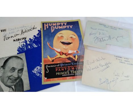 ENTERTAINMENT, selection, programmes, letters, manuscript; Vernon Adcock, Dennis Noble, Neville Griffiths, Peter Butt, Joyce 