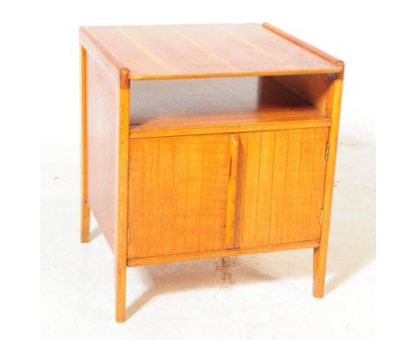 Compass - A vintage mid 20th century teak wood record cabinet / side cupboard. The cabinet featuring two drawers to the front