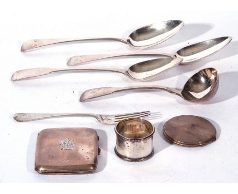 Mixed Lot of various silver wares to include a George III Fiddle pattern sauce ladle by William Eley and William Fearne, Lond