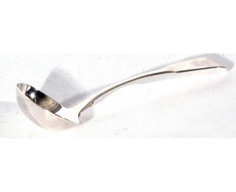 George III Fiddle pattern silver sauce ladle of typical form, London 1804, maker's mark RC, probably Richard Crossley, 62gms,