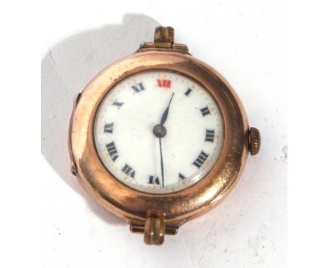 Ladies first quarter of 20th century 9ct gold cased wrist watch with blued steel hands to a white enamel dial with black and 