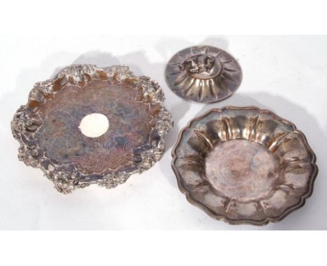 Mixed Lot comprising a silver plate on copper lid and base for a butter dish, the lid later applied with a Victorian silver c