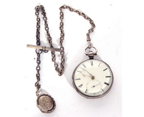 Gents first quarter of 20th century hallmarked silver cased key wind pocket watch, silver hands to a white enamel dial with b