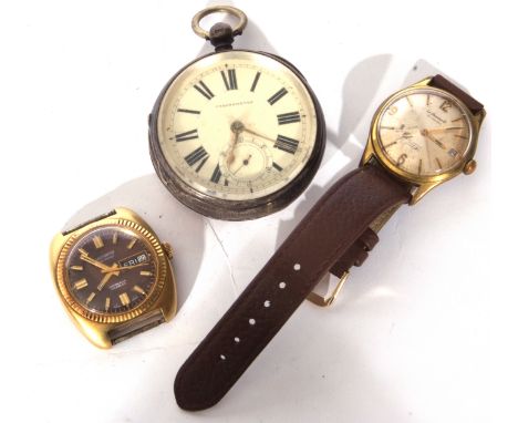Mixed Lot: a Victorian hallmarked silver cased chronometer bearing the London hallmark for 1875 and two gents wrist watches b
