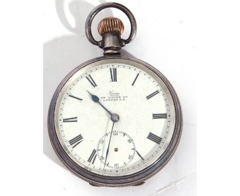 First quarter of 20th century gents hallmarked silver cased pocket watch with button wind, having blued steel hands to a whit