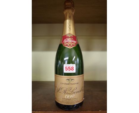 A 75cl bottle of 1990 Lenoble Grand Cru Blanc de Blancs vintage champagne. 