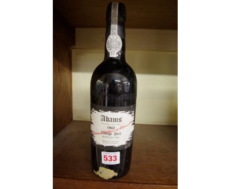 A 75cl bottle of Adam's Vintage Port 1963. 