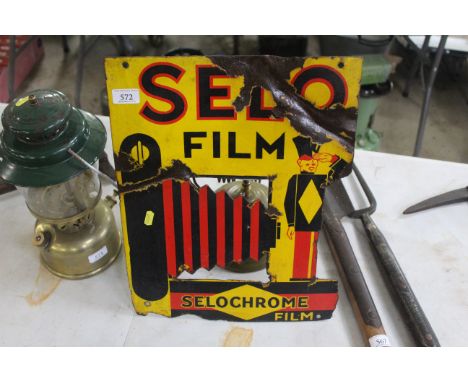 A double sided enamel sign for "Selofilm", approx. 14" x 17&frac12;"
