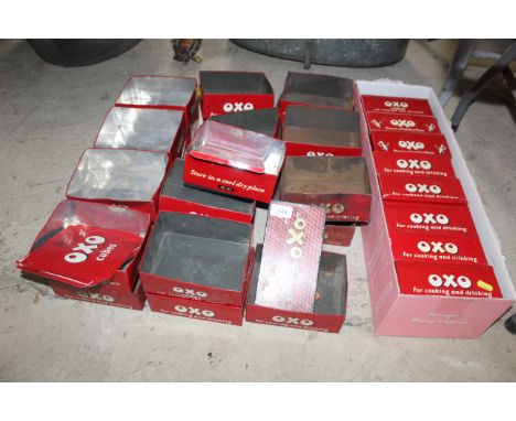 A large quantity of vintage Oxo tins, some with lids 