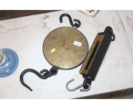 Two sets of spring balance scales, a 1917 Salters T20 and a Chatillion of New York USA