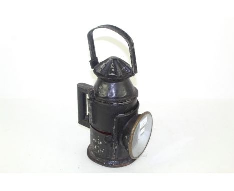 A vintage railway signal lamp