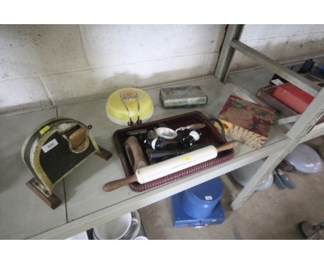 A quantity of kitchen items to include a salad chopper, scales etc.
