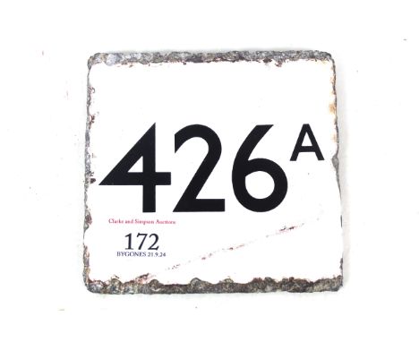 A Route 426A enamel bus stop plate, 5" x 5"