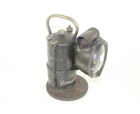 A ex-War Department Joseph Lucas "King of the Road" carbide lamp, Reg. No. 9636157B supplied to Chatham Dockyard