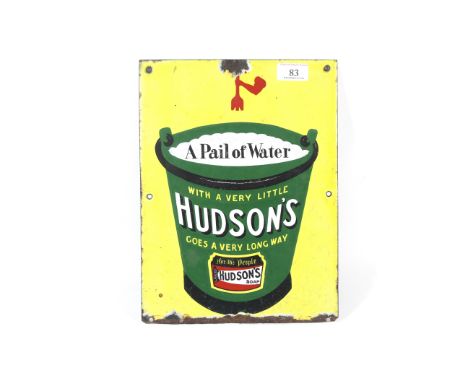 A vintage enamel sign for "Hudsons Soap" approx. 12½" x 9½