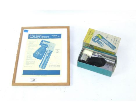 A Rand vacuum brush in original box, and a double sided Rand Vacuum brush advertising leaflet, approx.14" x 11"