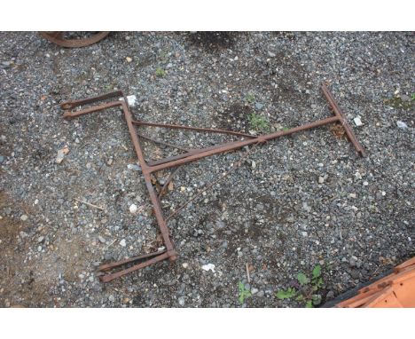 Two cast iron garden roller handles, one AF