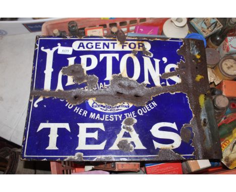 A "Liptons Tea" double sided enamel sign, approx. 18½" x 13"