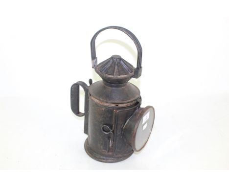 A vintage railway signal lamp