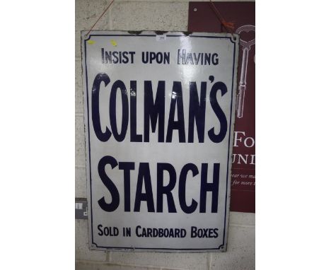 A Colmans Starch enamel sign, approx. 36" x 24"