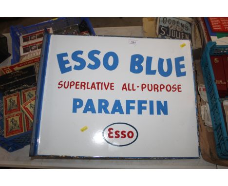 An "Esso Blue Superlative All-Purpose Paraffin" double sided enamel sign approx. 22" x 18"
