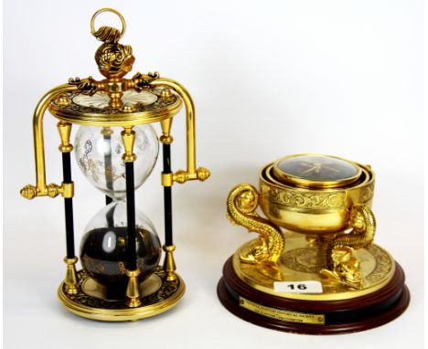A National Maritime Historical Society reproduction of a Maritime chronometer, H. 12cm, together with a large gilt metal moun