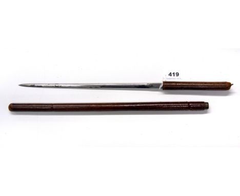 A 19th century leather covered swagger/ sword stick, L. 60cm.