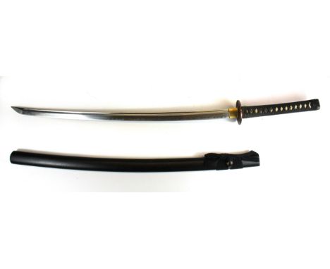 A Japanese katana sword with black scabbard, L. 102cm.