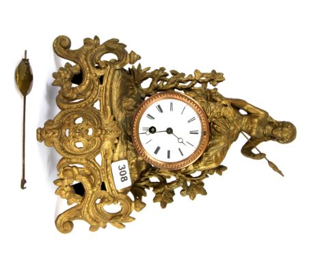 A 19th century gilt French spelter mantle clock, H. 32cm.
