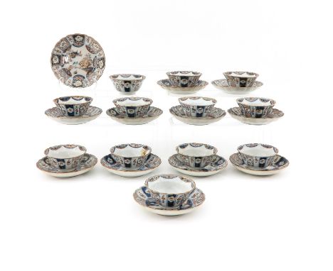 Landscape and floral decor, saucers are 14 cm. in diameter, hairline.