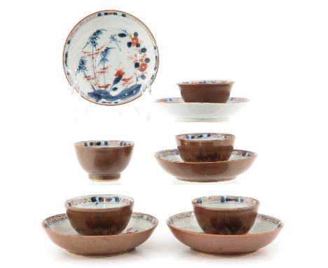 Batavianware, 18th Century, floral decor, saucers are 10 cm., chip.