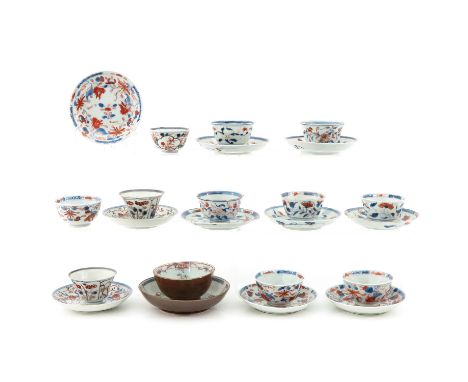 Including 12 cups and 11 saucers, 18th Century, largest saucer is 9 cm. in diameter, chip and hairline.