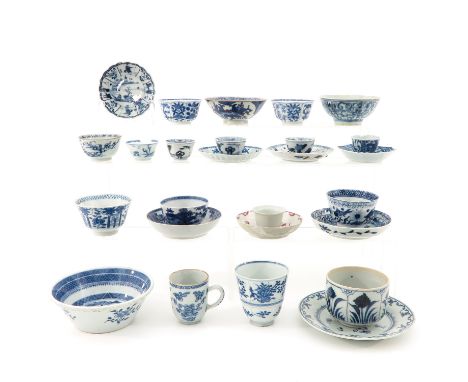 26 items, including cups, saucers, and bowls, some 18th Century, largest saucer is 16 cm. in diameter, in diverse conditions.