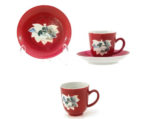 Depicting landscape scenes, 18th century, saucers are 12 cm. in diameter, chip and hairline.