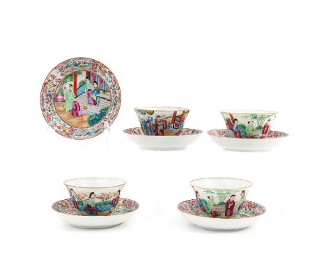 Including 4 cups and 5 saucers, saucers are 13 cm. in diameter, in diverse conditions.