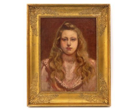 (1841-1927), Depicting portrait of young lady, 37 x 49 cm.