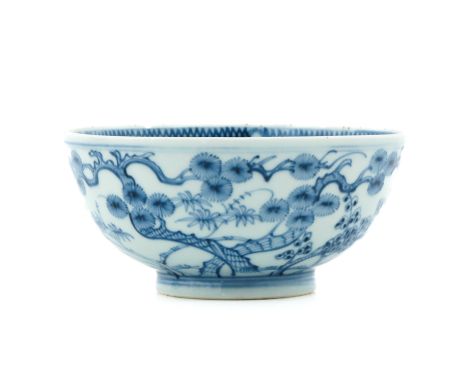Depicting scene three friends of the winter, marked with double ring and twin fish, 16 cm. in diameter