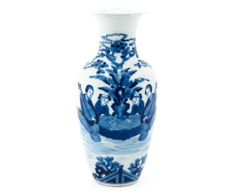 Depicting Chinese ladies, marked with double ring on bottom, 36 cm. tall. 