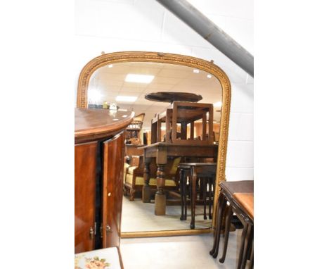 A gilt frame over mantel wall mirror, width approx. 130cm