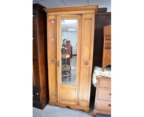 A Victorian single mirror door wardrobe, width approx. 94cm, height 194cm, depth 44cm