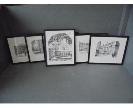 Set of 7 Greys Inn of London, black & white prints