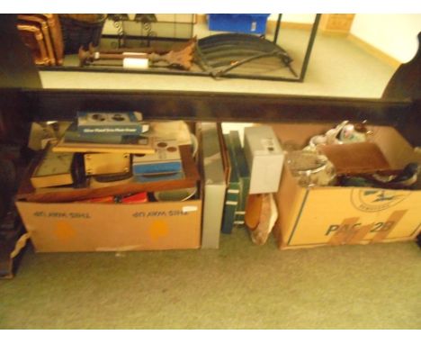 4 boxes of assorted china,houshold effects,barometer,cutlery etc