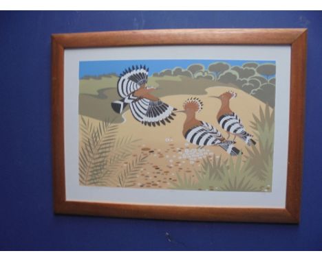 Signed lithograph of an African hoopoe bird no 16 of 39 48.5x69cm